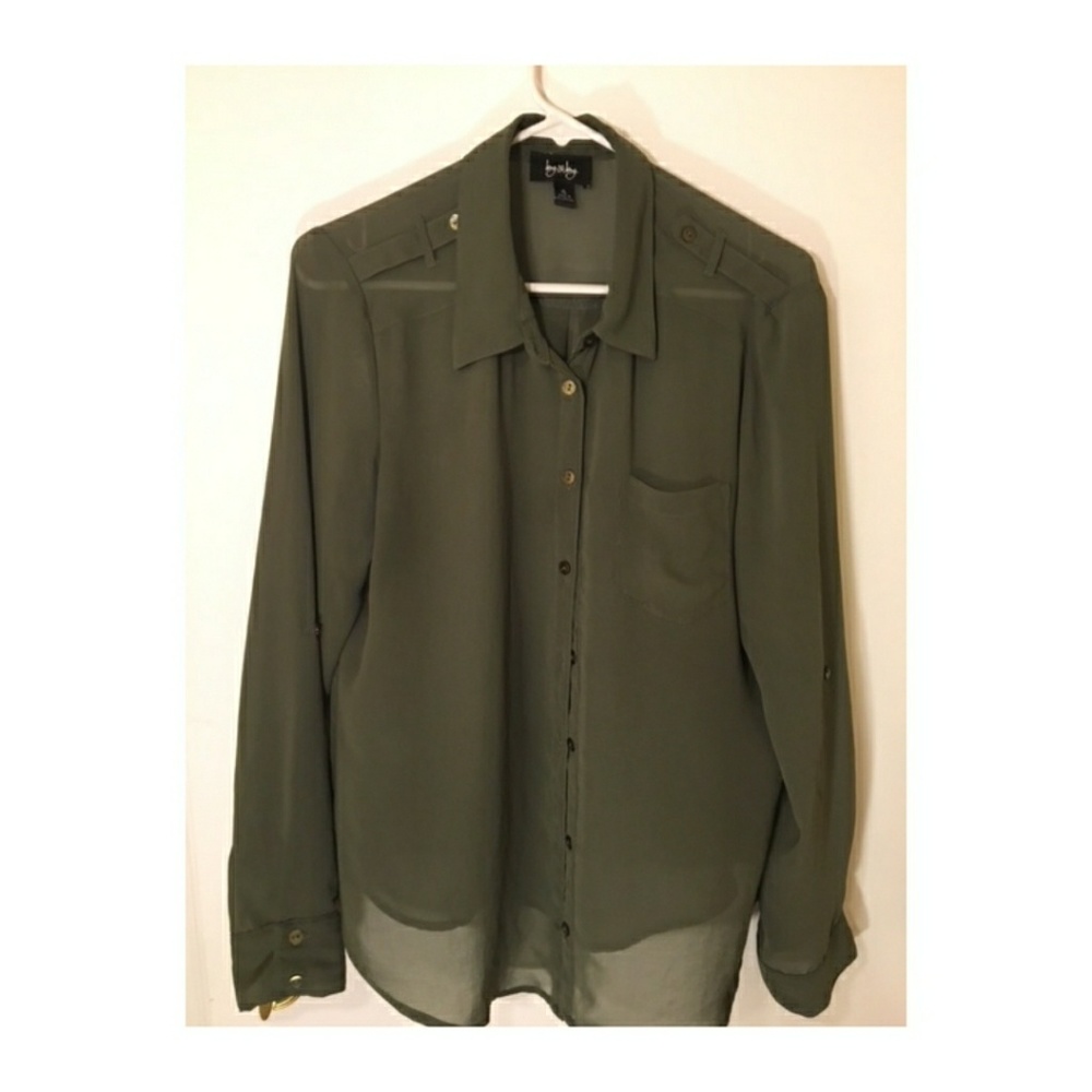 💚· by&by Translucent Polyester Green Blouse XL·💚